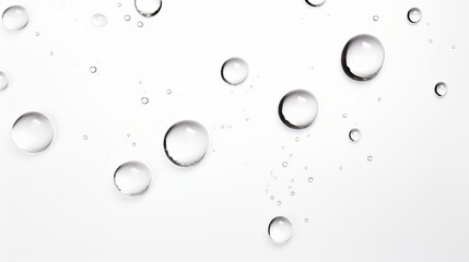 The essence of water droplets is captured against a white backdrop, portraying a simple yet powerful concept.