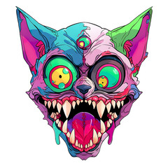 t-shirt design icon zombie cat mask logo cartoon character scary t