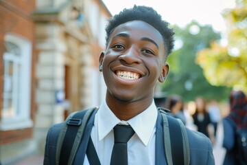Handsome African male university student portrait.