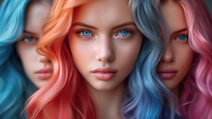 Obraz premium Three happy women from the LGBT community. Ai generative