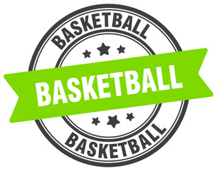 basketball stamp. basketball label on transparent background. round sign