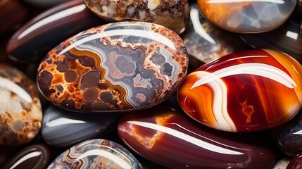 The intricate texture of onyx gemstone is revealed in a macro shot, forming a captivating background.