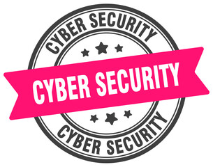 cyber security stamp. cyber security label on transparent background. round sign