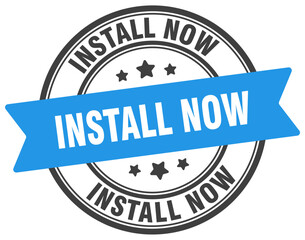 install now stamp. install now label on transparent background. round sign