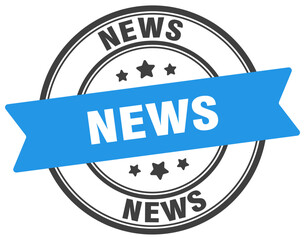 news stamp. news label on transparent background. round sign
