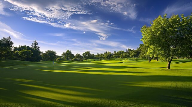 artificial intelligence generated image of a golf course with nice lights