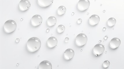 Top-down view showcases water droplets on a white background
