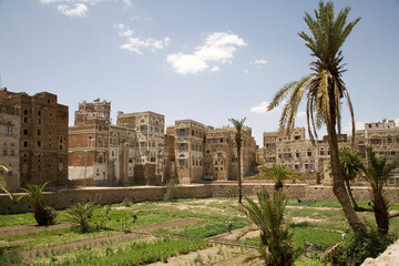 Yemen Old Sana'a city view on a sunny winter day