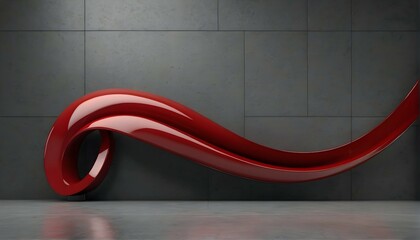 With a single stroke, a vibrant red curve brings life and energy to a muted gray background. The contrast between the two creates a captivating image that is both bold and elegant. - obrazy, fototapety, plakaty