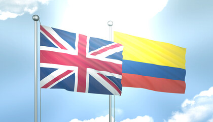 United Kingdom and Colombia Flag Together A Concept of Realations