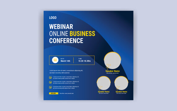 live webinar banner invitation and Marketing Strategies social media post template. corporate Business webinar invitation design