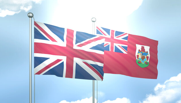 United Kingdom and Bermuda Flag Together A Concept of Realations