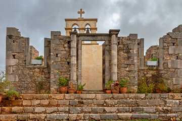 Monastery of Chalepa, a Greek Orthodox monastery in the mountainous region of Mylopotamos, in Crete island, Greece. It was built as a fortress during mid 17th century. 