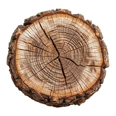 Fototapeta premium Cut tree trunk isolated on white or transparent background