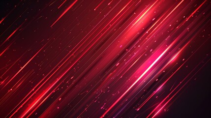 Red neon lines abstract technology background. Futuristic glowing. Generative Ai - obrazy, fototapety, plakaty