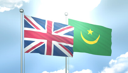 United Kingdom and Mauritania Flag Together A Concept of Realations