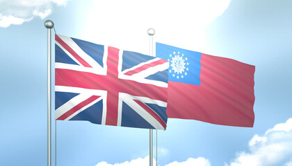 United Kingdom and Myanmar Flag Together A Concept of Realations