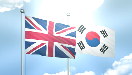 United Kingdom and South Korea Flag Together A Concept of Realations