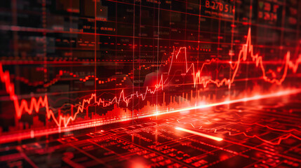 Financial Market Insights, Digital Display of Stock Charts and Currency Rates, Concept of Investment and Economic Growth
