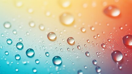 Water drops cover a gradient background, creating a close-up view of condensation.