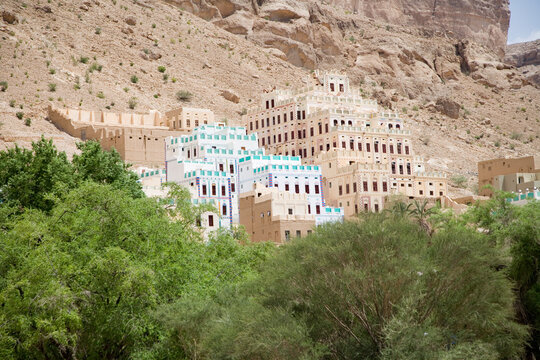 Yemen Hadhramaut Bugshan Palace view on a sunny winter day