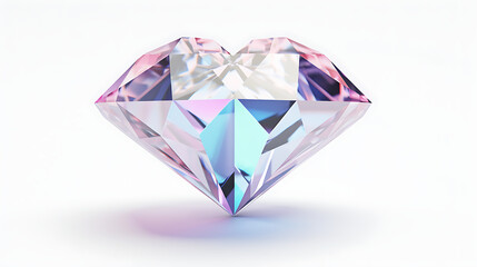 Fototapeta na wymiar Sparkling Heart-Shaped Diamond Isolated on White Backdrop