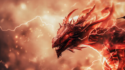 Dragão vermelho elemental com iluminação cinematográfica bege - Papel de parede