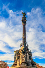 Christopher Columbus monument at the lower end of the famous street La Rambla in Barcelona, Spain