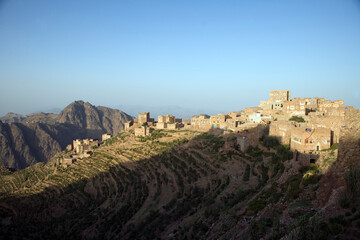 Fototapeta na wymiar Yemen Shekharah city view on a sunny winter day