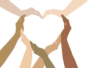Heart from different multiethnic  hands