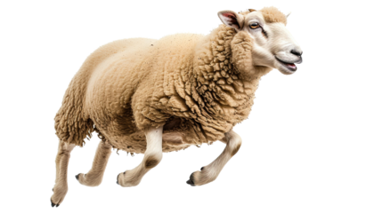 Happy Sheep Jumping isolated on white or transparent background
