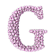 Symbols made from purple soccer balls. letter g