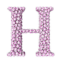 Symbols made from purple soccer balls. letter h