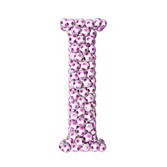 Symbols made from purple soccer balls. letter i