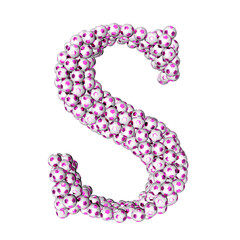 Symbols made from purple soccer balls. letter s