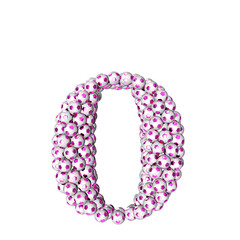 Symbols made from purple soccer balls. letter o