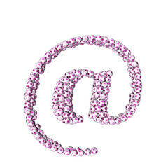 Symbols made from purple soccer balls