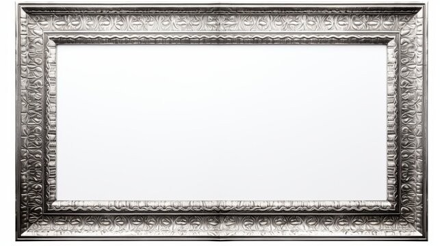 An antique Moroccan mirror frame, crafted from silver and leather, is isolated on a white background, showcasing traditional craftsmanship.