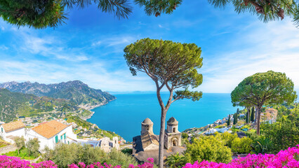 A view from the gardens of Villa Ravello, Italy