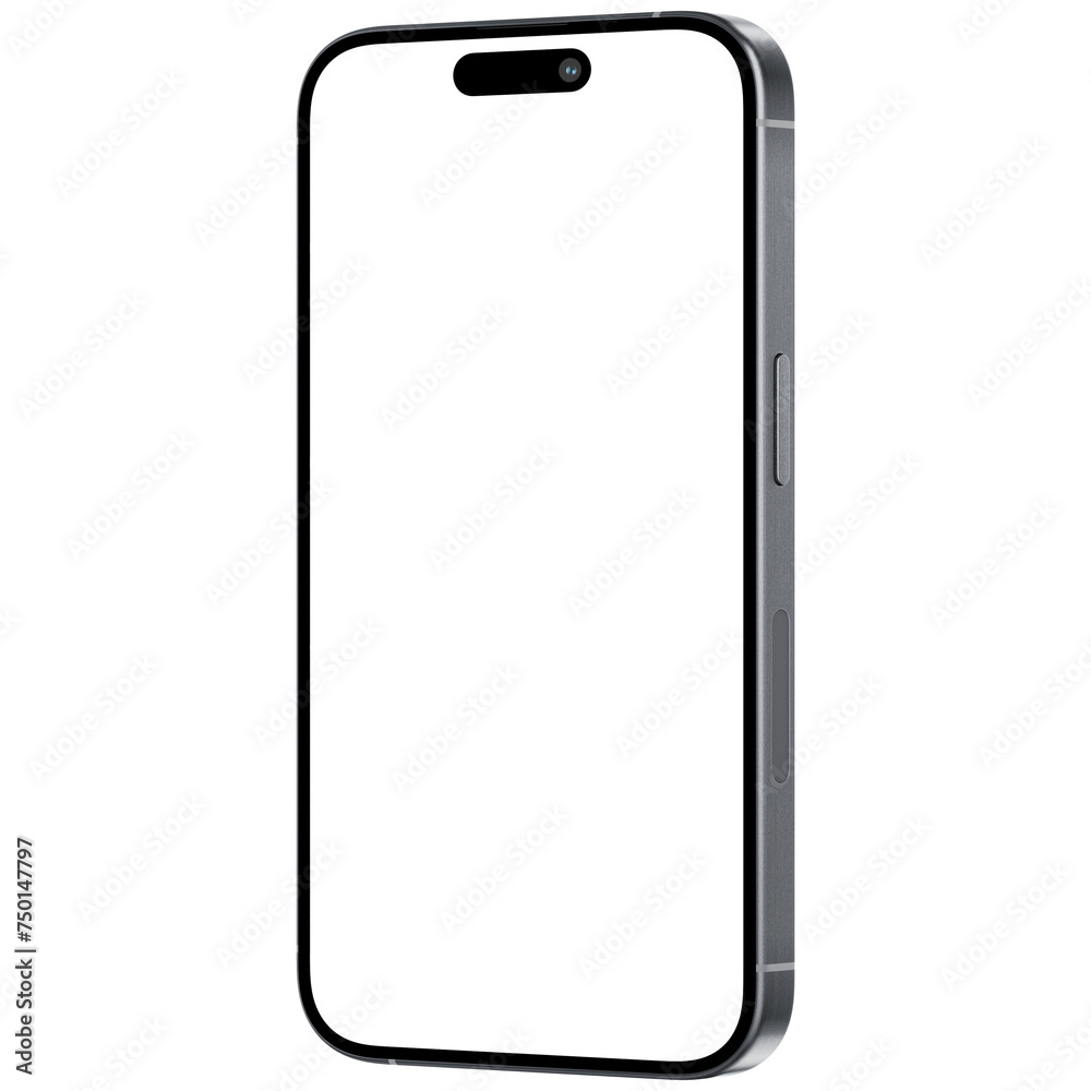 Canvas Prints isometric style photo of gray smartphone similar to iphone without background. template for mockup