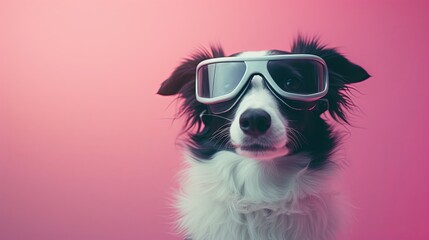 Dog with glasses. Close-up portrait of a dog. Anthopomorphic creature. A fictional character for advertising and marketing. Humorous character for graphic design. - 750147736