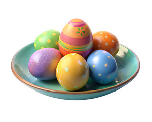 Fototapeta na wymiar Various color Easter eggs on a plate.