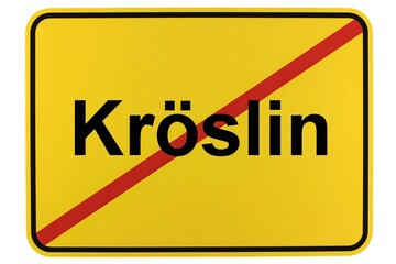 Illustration eines Ortsschildes der Gemeinde Kröslin in Mecklenburg-Vorpommern