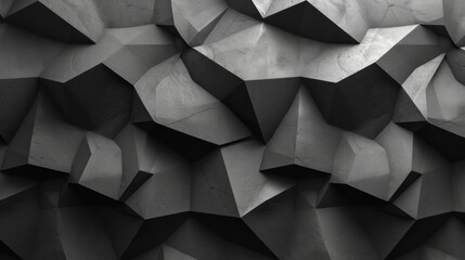 a black and white photo of a wall made up of many different shapes and sizes of cubes and rectangles.