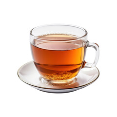 Glass cup with black tea isolated on Transparent Background PNG Generative AI