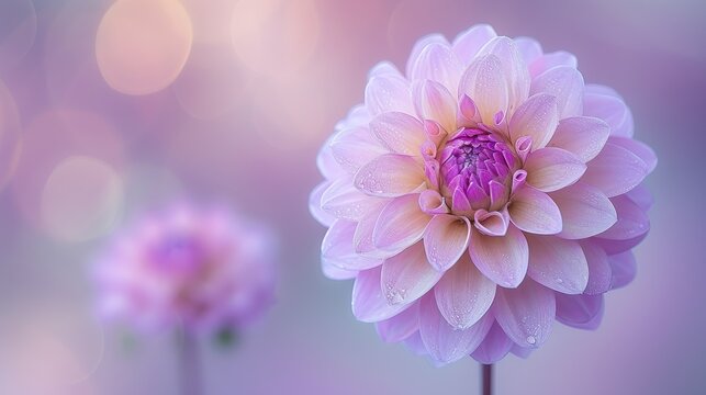  a close up of a pink flower on a blurry background with a blurry boke of light around the center of the flower and the center of the flower.