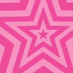 groovy psychedelic pink star background, hot pink repeated stars pattern, vector illustration - obrazy, fototapety, plakaty