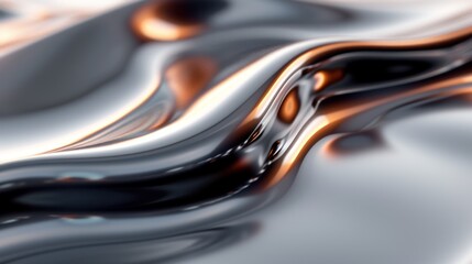  a close up of a metal surface with a liquid like substance in the middle of the image and a blurry image of the surface in the middle of the middle of the image.