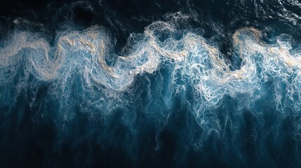  an aerial view of a large body of water with a lot of white foam on the bottom of the water and the bottom of the water in the bottom of the photo. - obrazy, fototapety, plakaty