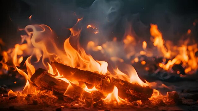 Close-up: Burning flames for grilling.,generative ai